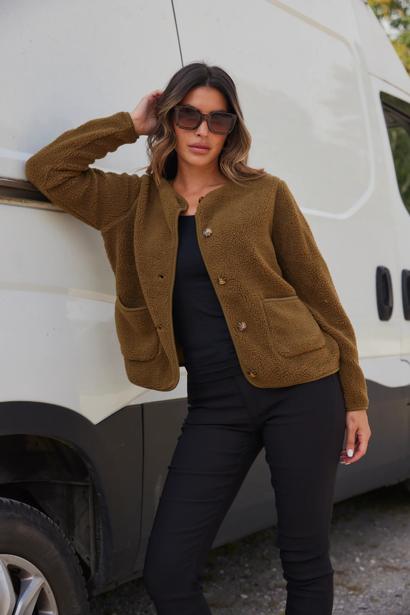 Ada Teddy Jacket | Army | Jakke fra French Laundry