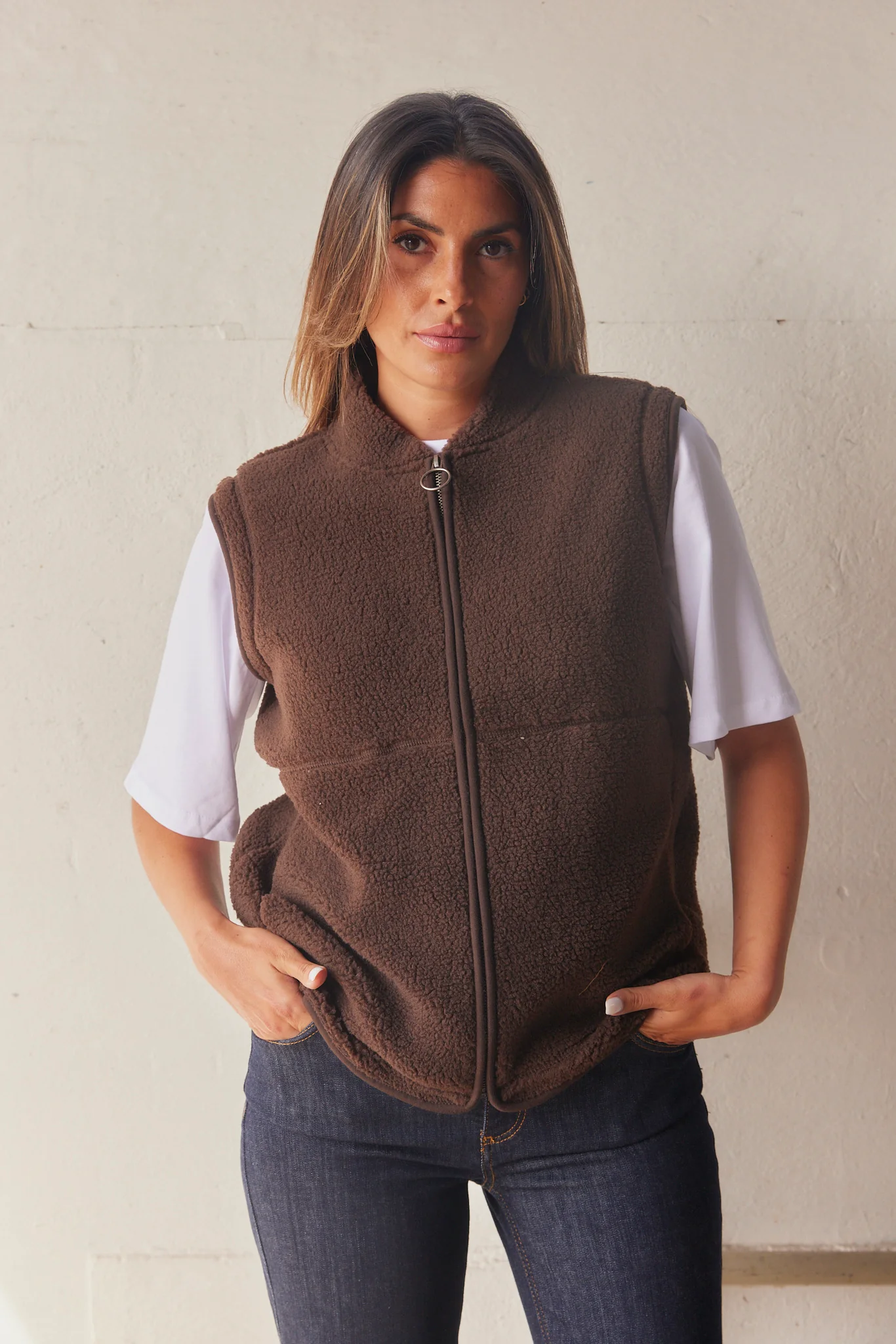 Ada Waistcoat | Brun | Teddy vest fra French Laundry - Image 3