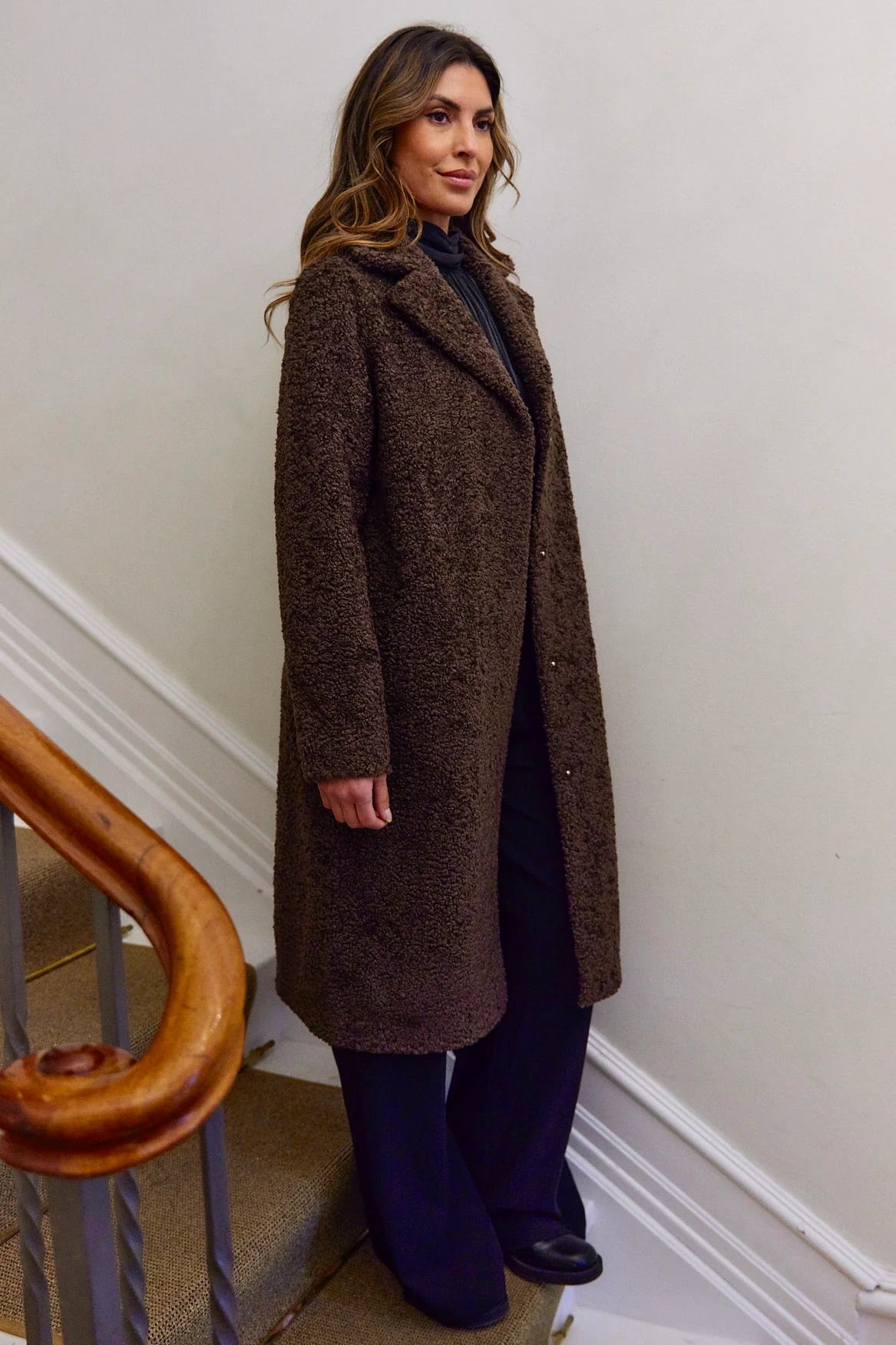 Addy FF Long Teddy Coat | Brun | Frakke fra French Laundry - Image 7
