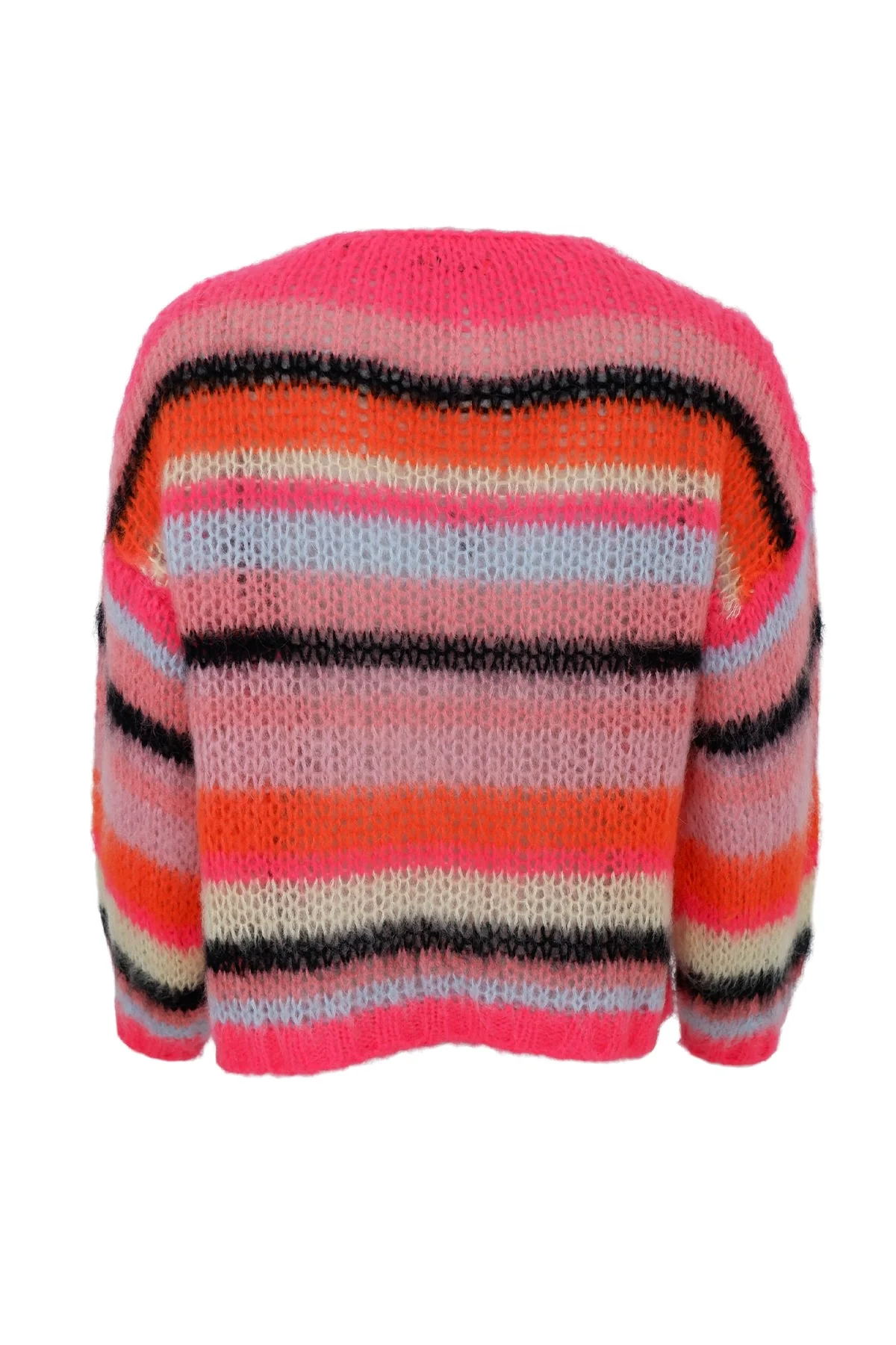 Adelin Multi Striped Cardigan | Bright Pink | Strik fra Black Colour - Image 2