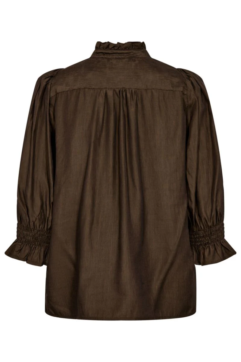 Aila Frill SS V-Blouse 35866 | Mocca | Top fra Co'couture - Image 2