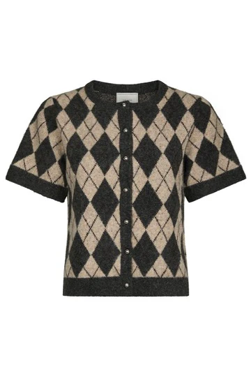 Allestar Check Knit Cardigan | Beige | Strik fra Neo Noir