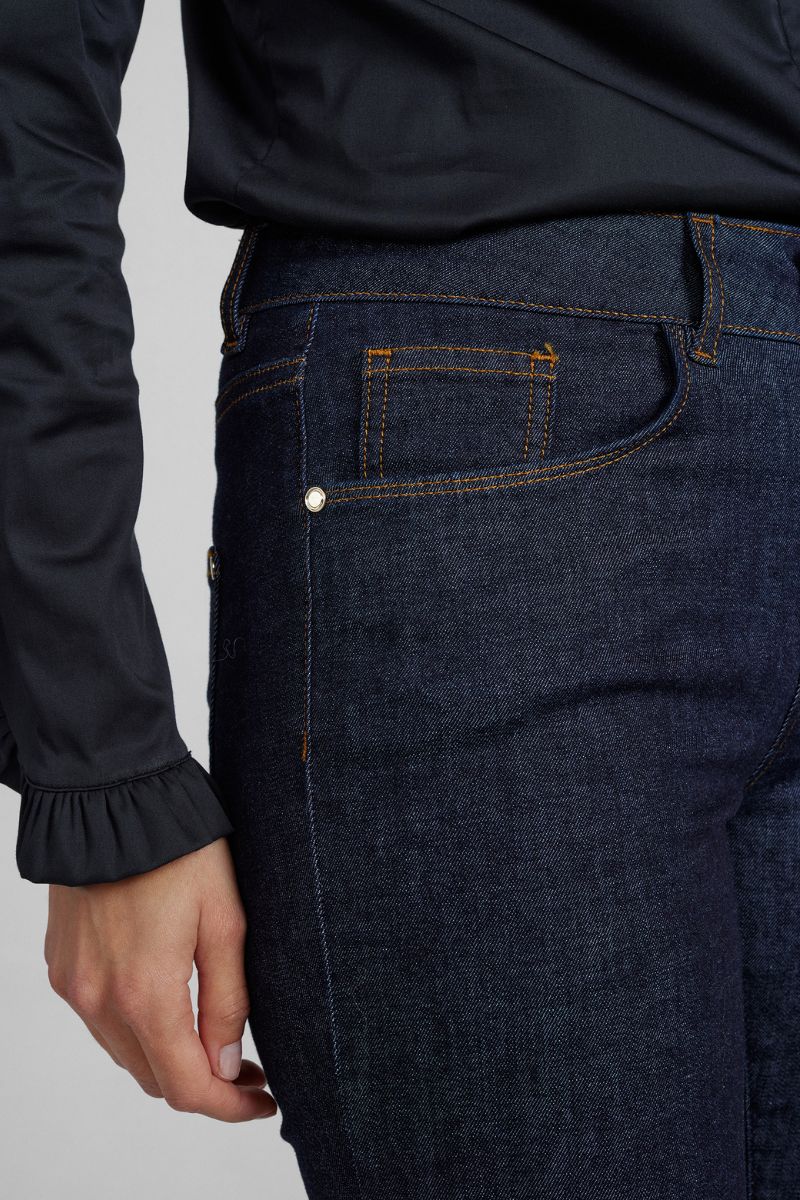 Alli Cover Jeans | Dark Blue | Højttaljet slim fit jeans fra Mos Mosh - Image 11