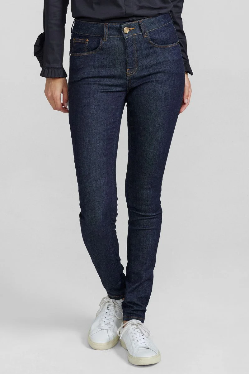 Alli Cover Jeans | Dark Blue | Højttaljet slim fit jeans fra Mos Mosh - Image 4