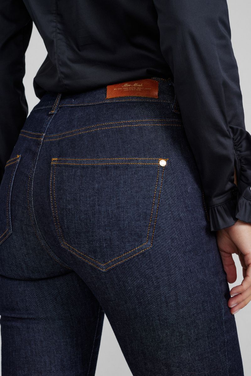 Alli Cover Jeans | Dark Blue | Højttaljet slim fit jeans fra Mos Mosh - Image 6
