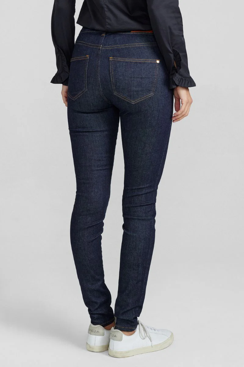 Alli Cover Jeans | Dark Blue | Højttaljet slim fit jeans fra Mos Mosh - Image 9