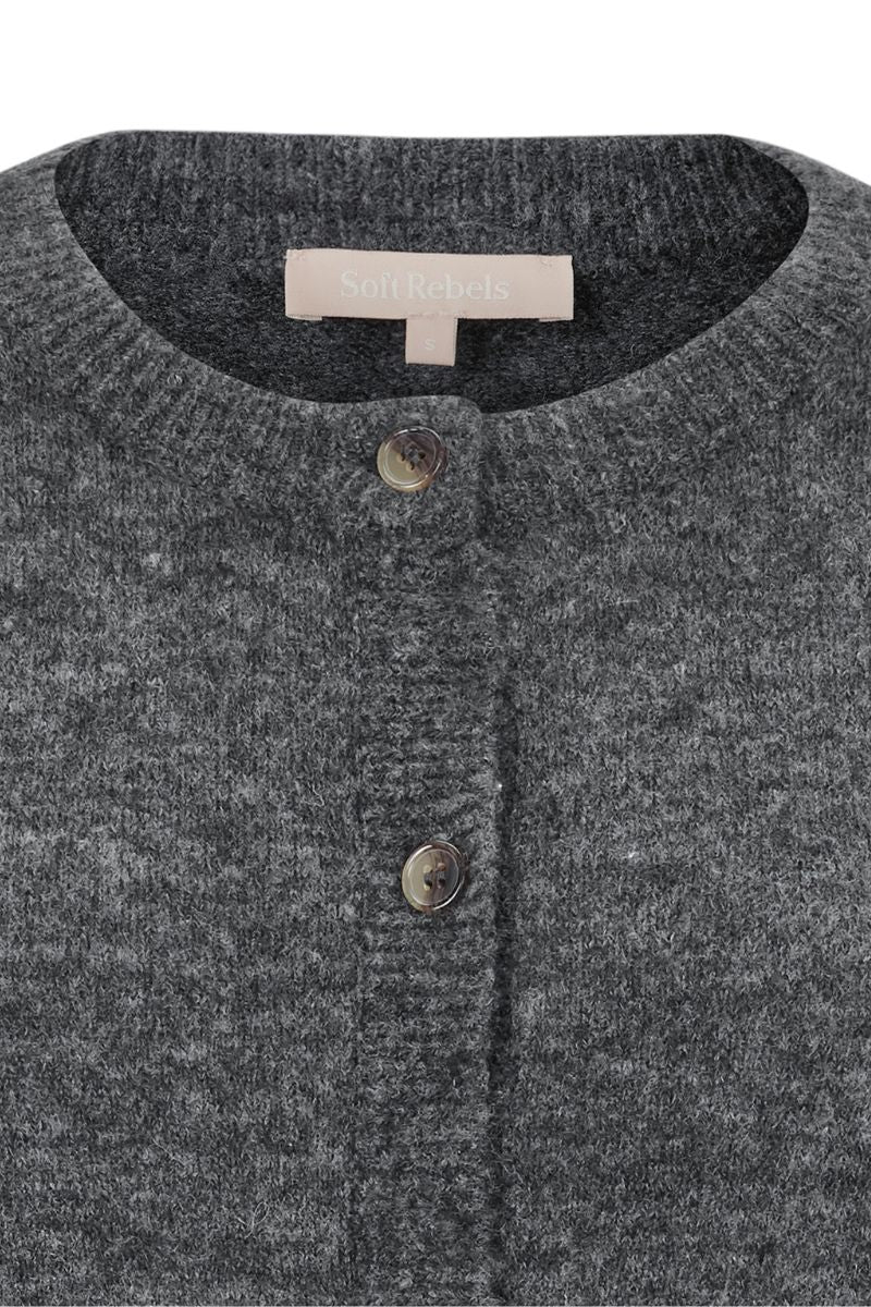 Allison O-Neck Cardigan Knit | Medium Grey Mel. | Cardigan fra Soft Rebels - Image 6