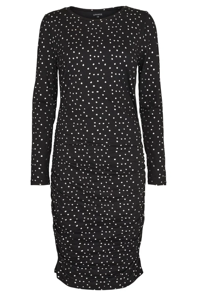 Alma-Long-Dress | Black Silver Dot | Kjole fra Liberté