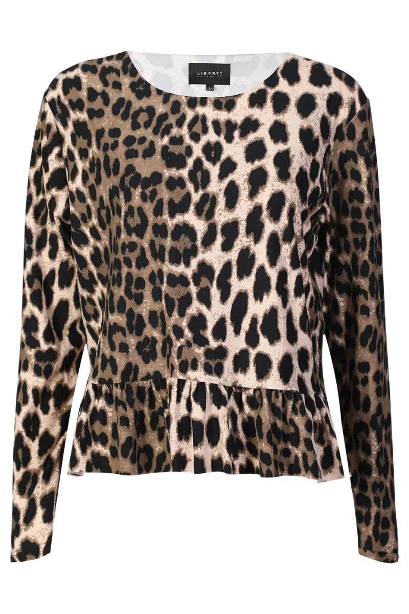 Alma Ls Frill T Shirt | Big Lux Leo Fossil | Bluse fra Liberté - Image 2