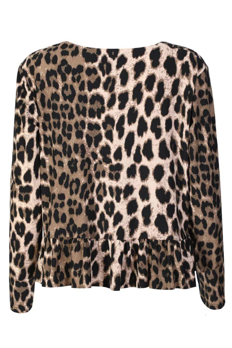 Alma Ls Frill T Shirt | Big Lux Leo Fossil | Bluse fra Liberté - Image 4