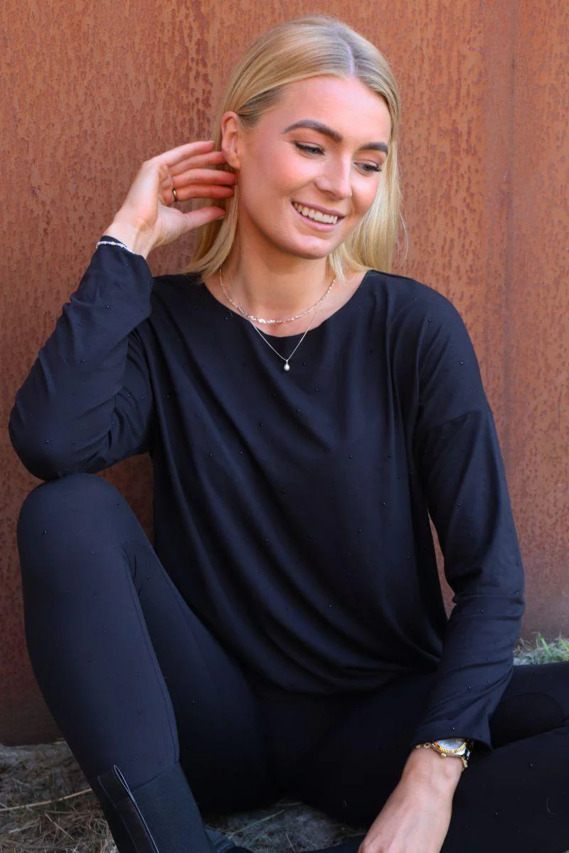 Alma Ls Top | Black Black Simili (sorte sten) | Top fra Liberté