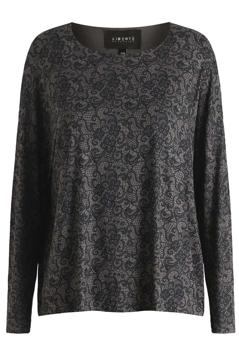 Alma Ls Top | Black Grey Lace | Bluse fra Liberté - Image 2