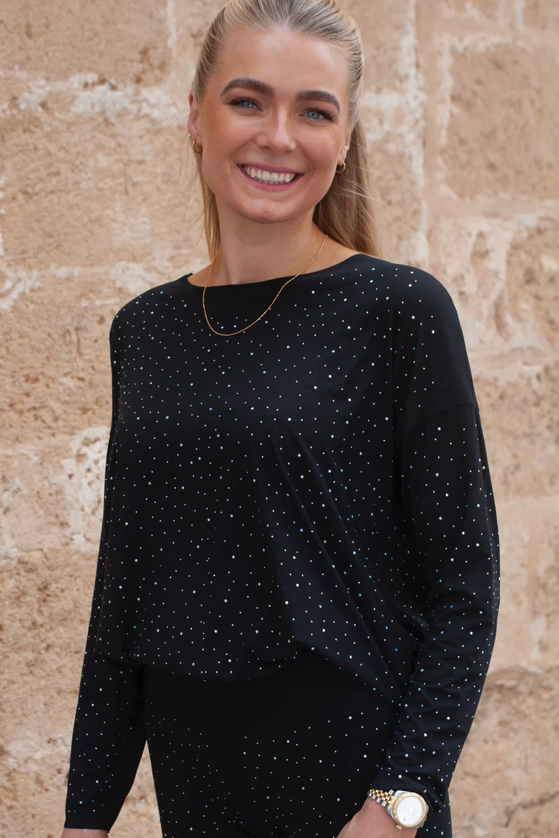 Alma Ls Top | Black Simili (klare sten) | Bluse fra Liberté - Image 2