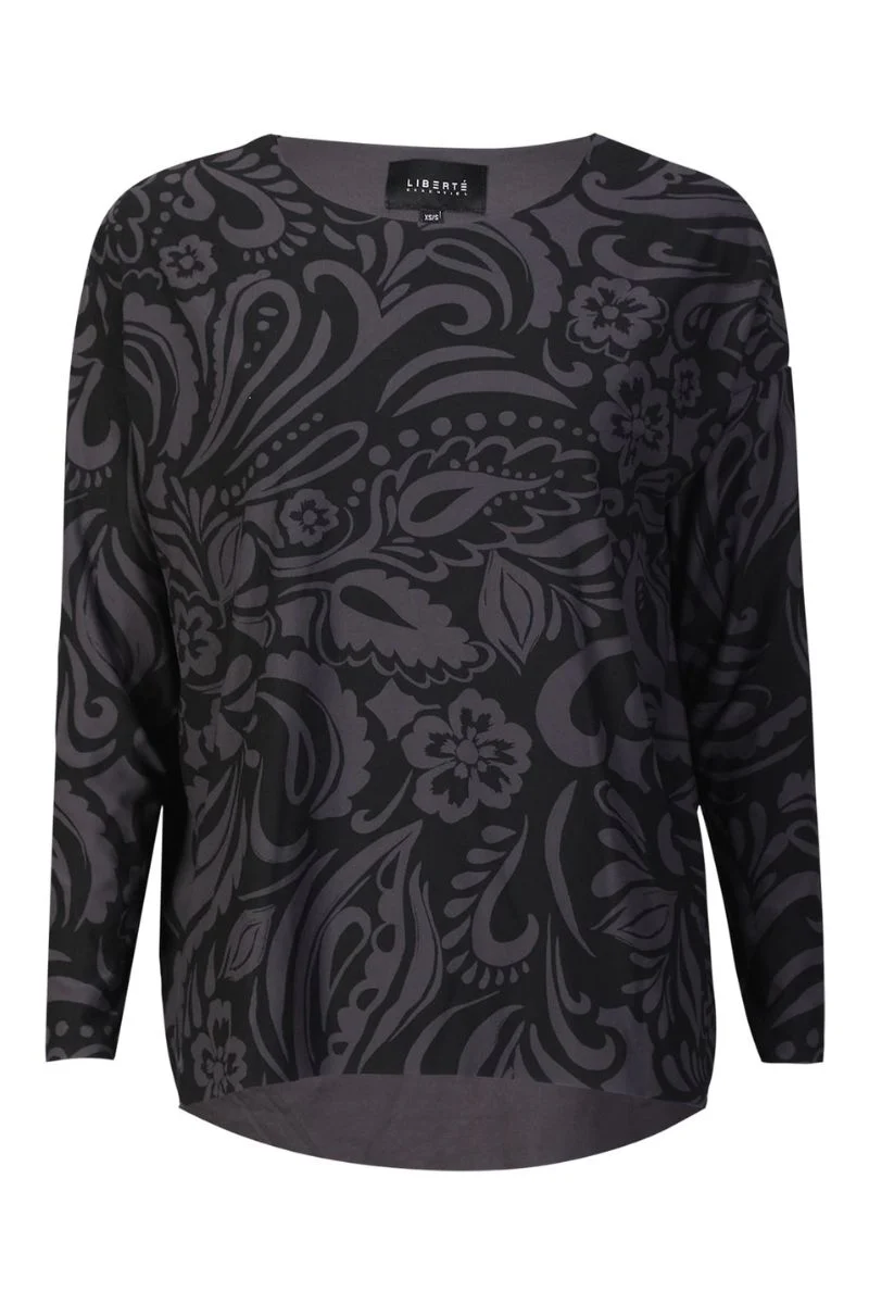 Alma Ls Top | Dark Grey Black Tia | Bluse fra Liberté - Image 2