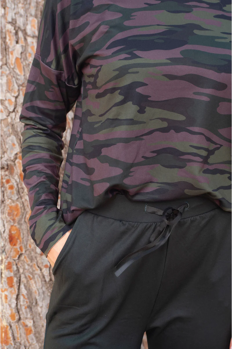 Alma Ls Top (Fleece) | Dusty Camo Dark Brown | Bluse fra Liberté - Image 4