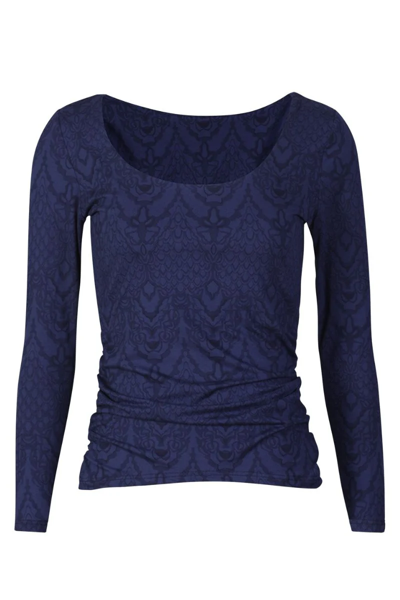 Alma Ls Turn Top | Navy Lala | Vendbar bluse fra Liberté