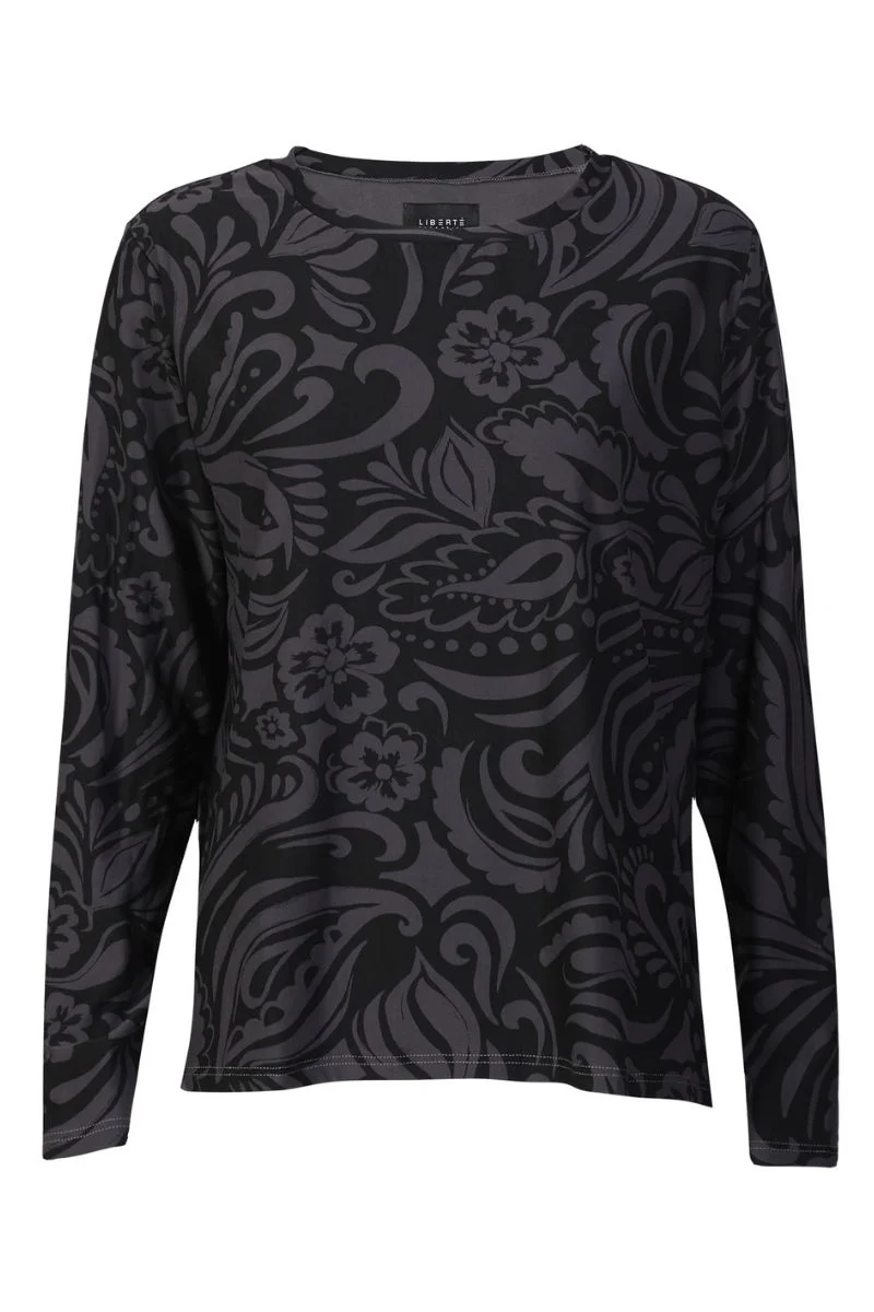 Alma Ls U Tshirt | Dark Grey Black Tia | Bluse fra Liberté - Image 2