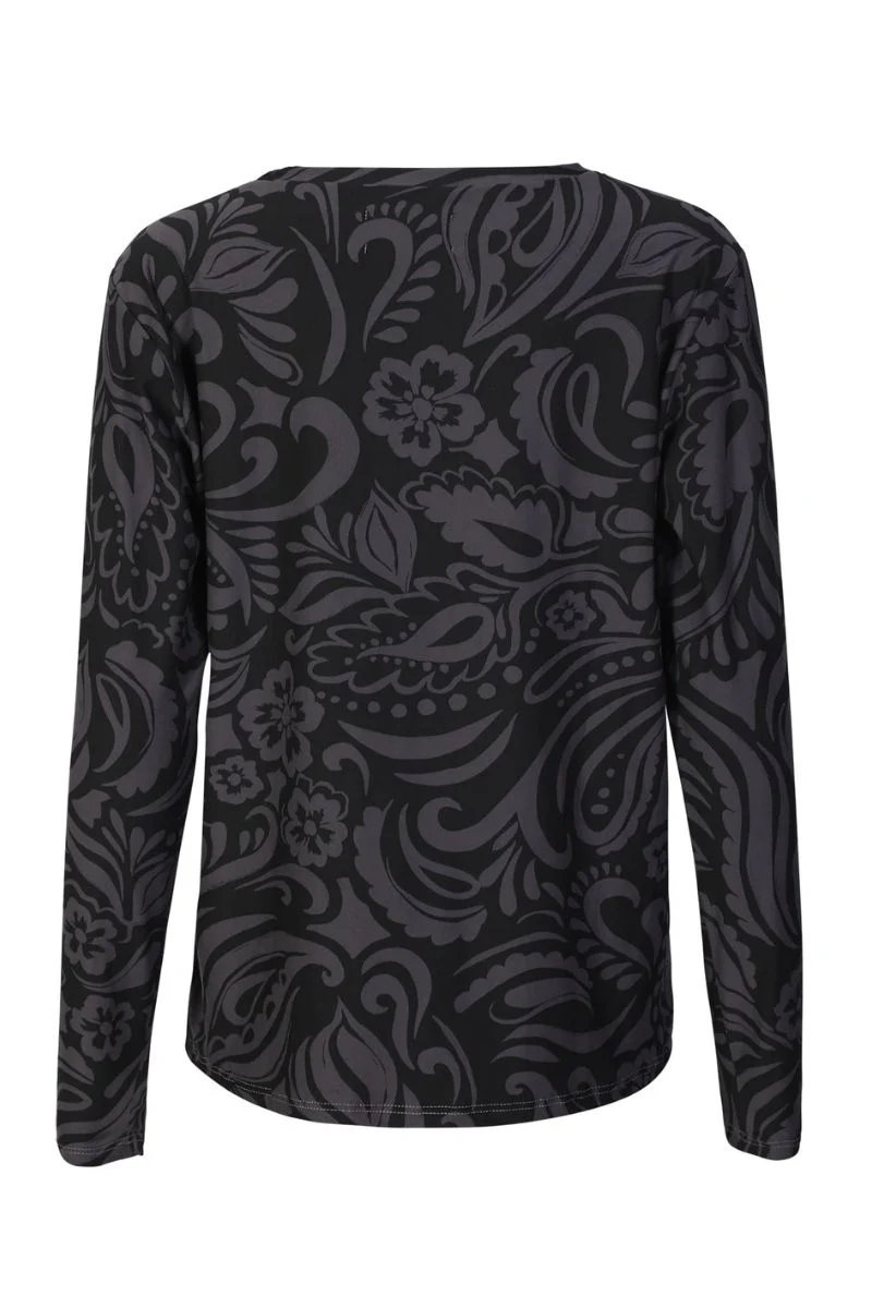 Alma Ls U Tshirt | Dark Grey Black Tia | Bluse fra Liberté - Image 4