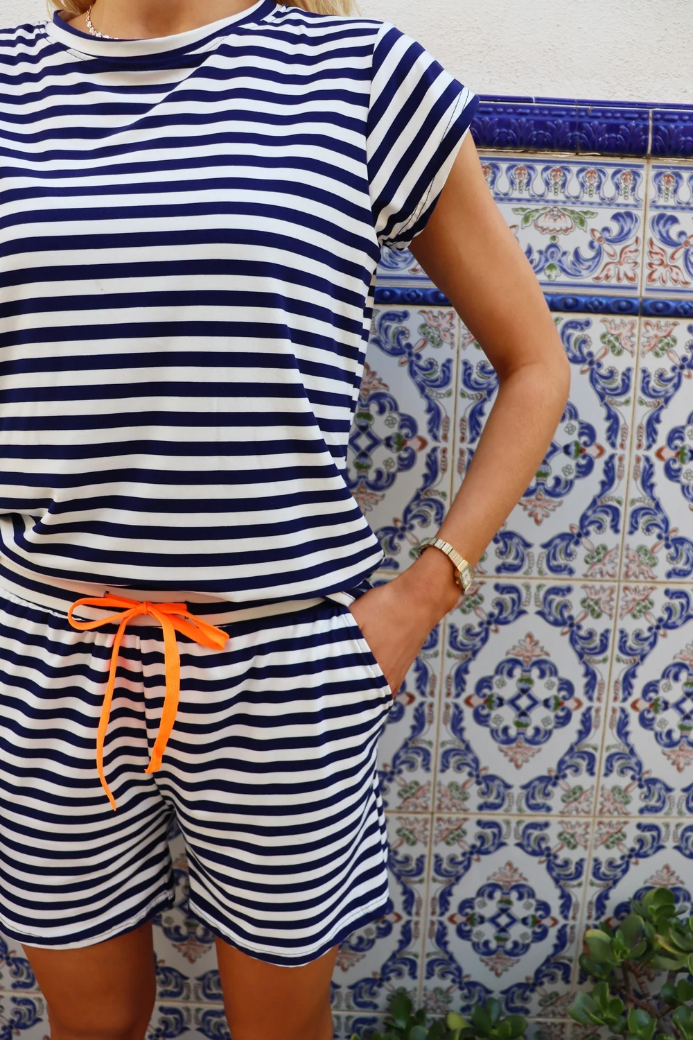Alma Shorts | Blue Creme Stripe | Shorts fra Liberté - Image 4