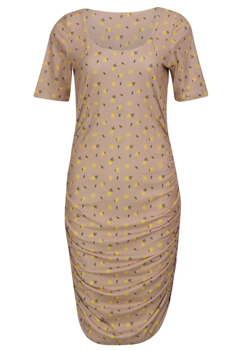 Alma Ss Turn Dress | Beige Lemon | Kjole fra Liberté - Image 2