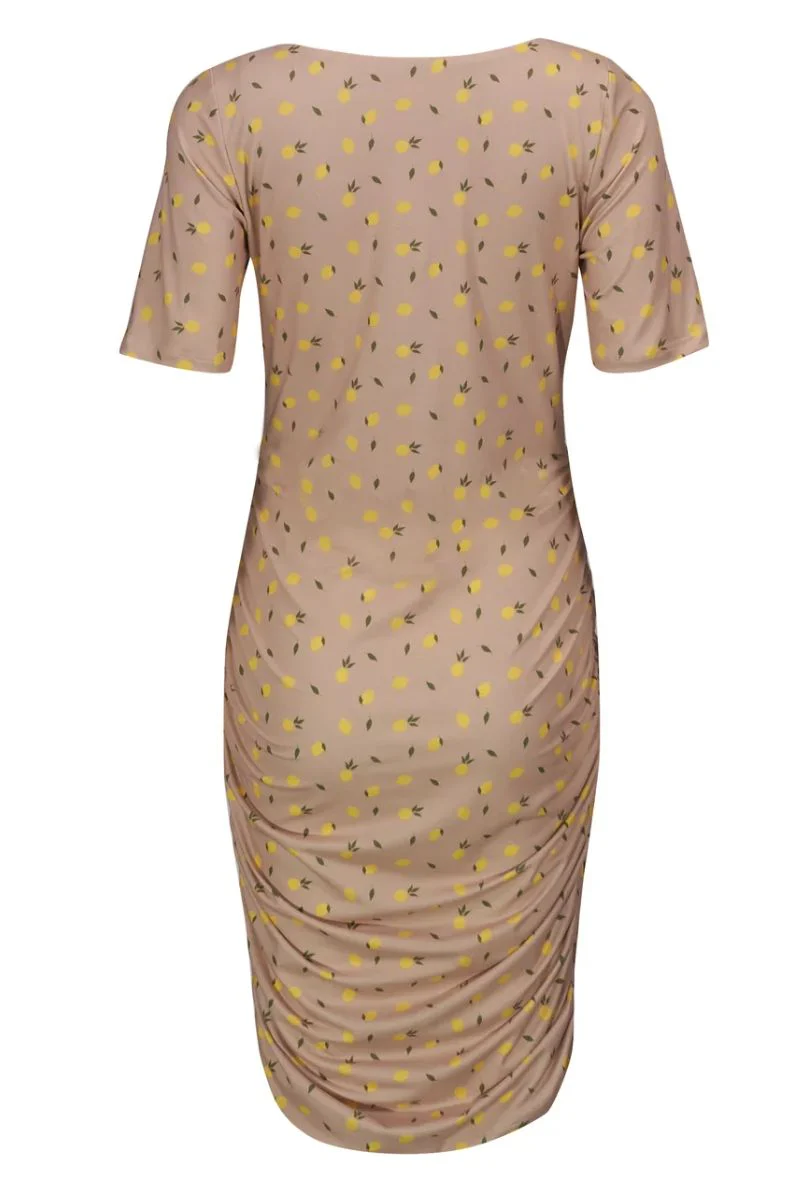 Alma Ss Turn Dress | Beige Lemon | Kjole fra Liberté - Image 4