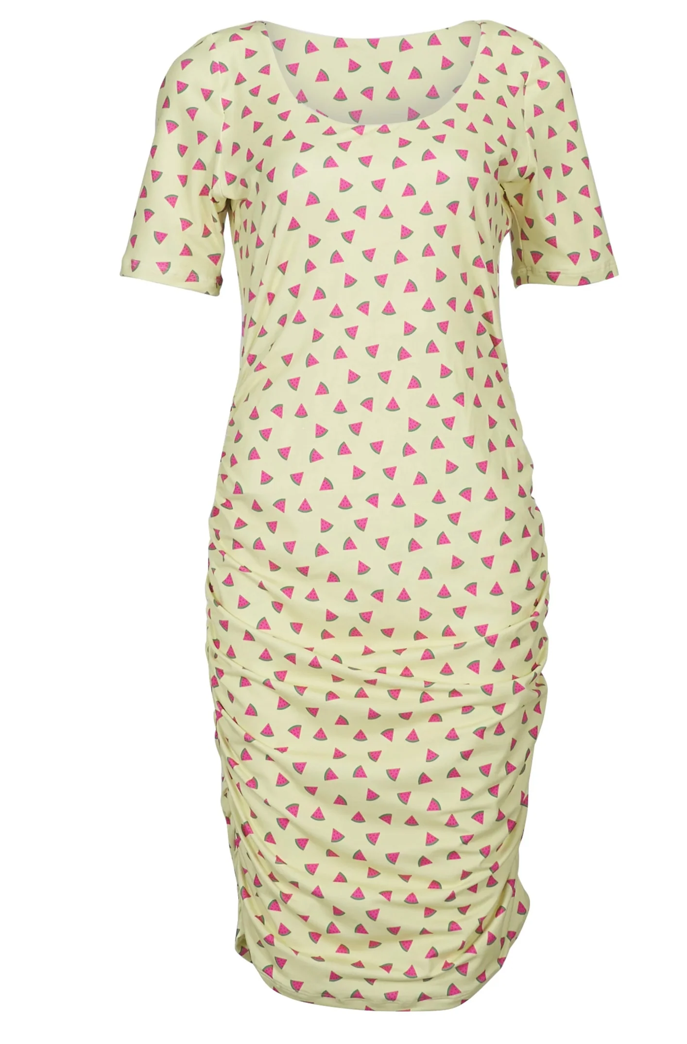 Alma Ss Turn Dress | Yellow Watermelon | Vendbar kjole fra Liberté - Image 2
