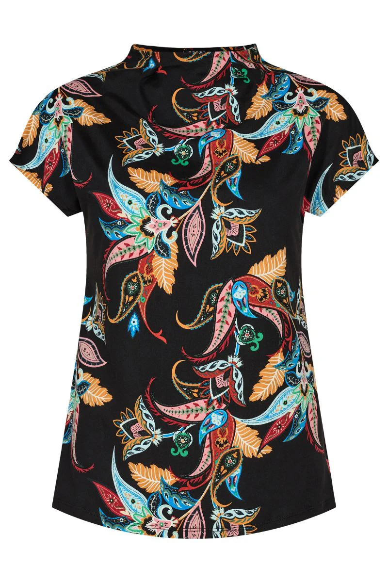 Alma Top | Black Multicolor Paisley | Bluse fra Liberté - Image 2