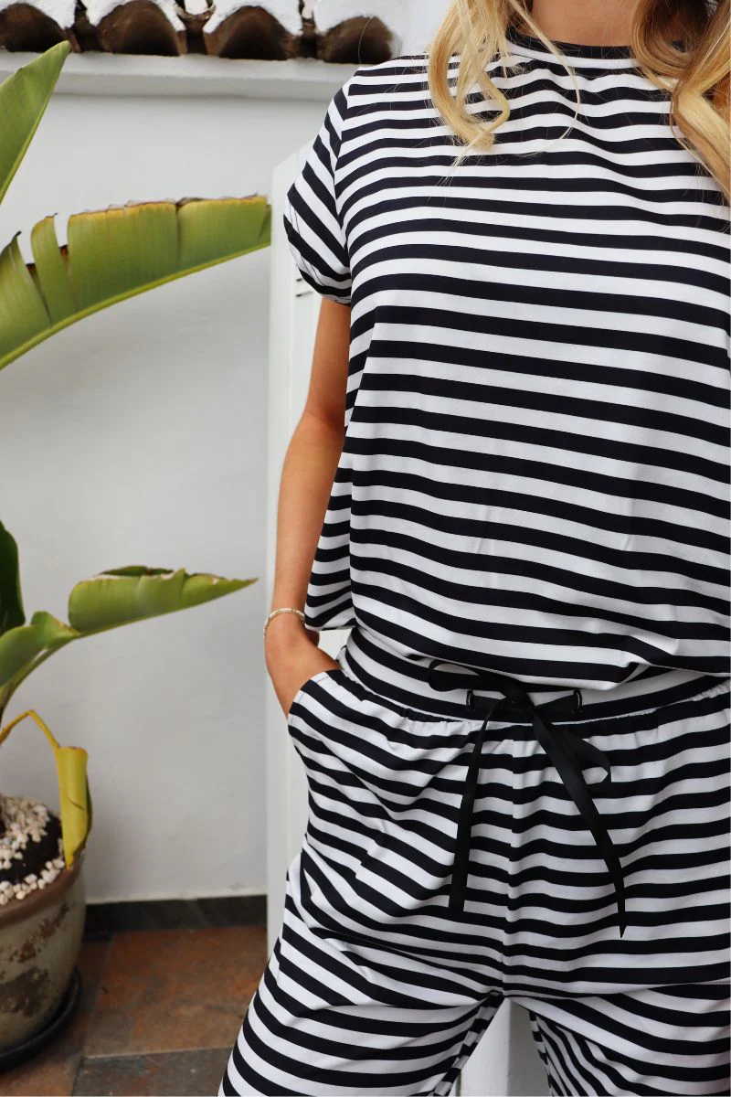 Alma U Tshirt | Black Creme Stripe | Tshirt fra Liberté - Image 3