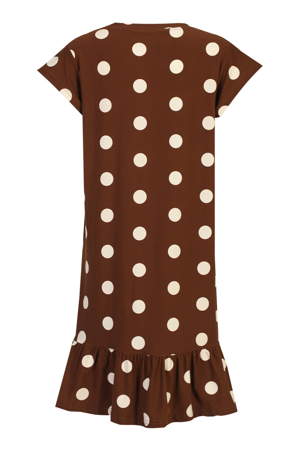 Alma U Tshirt Frill Dress | Brown Creme Dot | Kjole fra Liberté - Image 4