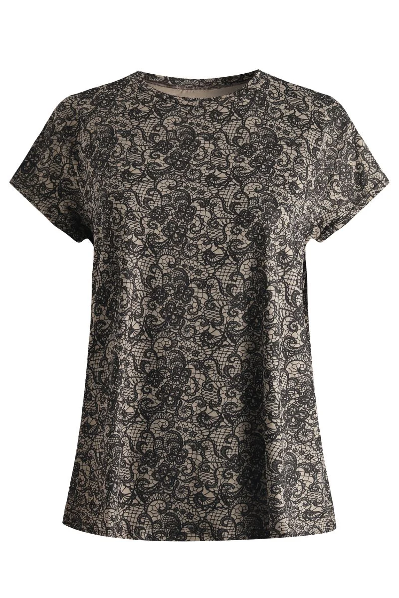 Alma U Tshirt | Mocca Brown Lace | TShirt fra Liberté - Image 2