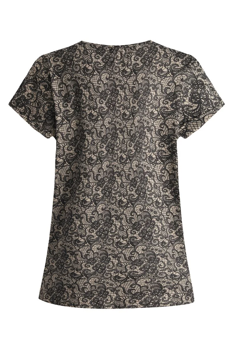 Alma U Tshirt | Mocca Brown Lace | TShirt fra Liberté - Image 4