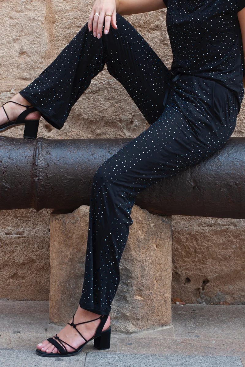 Alma Wide Pants | Black Simili (klare sten) | Bukser fra Liberté - Image 2
