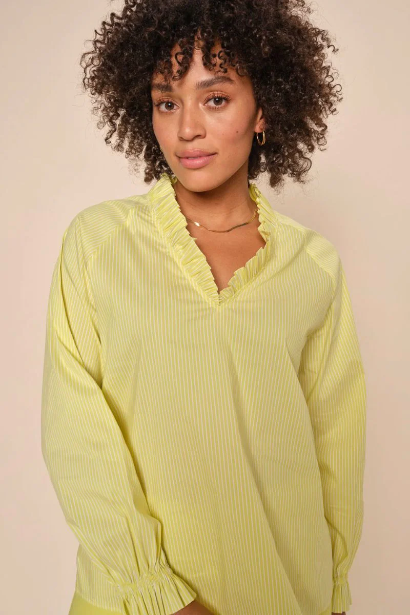 Amelia Stripe Blouse | Yellow Plum | Bluse fra Mos Mosh - Image 2