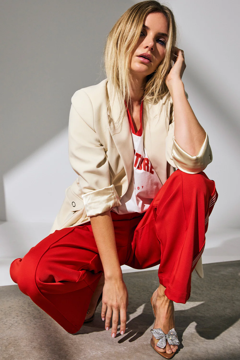 Amina Crease Pant 31460 | Red | Bukser fra Co'couture - Image 3