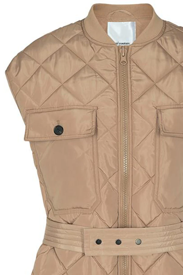 Anaya Quilt Vest | Khaki | Jakke fra Co'couture - Image 4