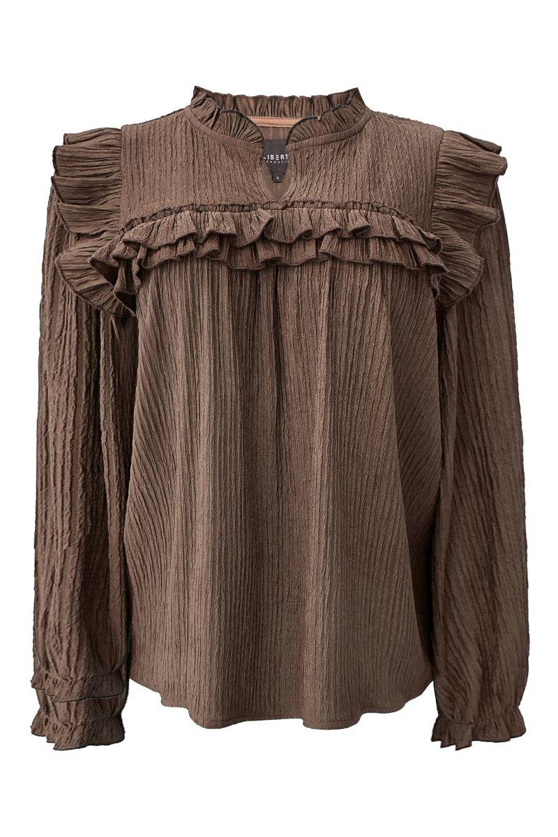 Anni Ls Frill Blouse | Brown Mocca | Bluse fra Liberté - Image 2
