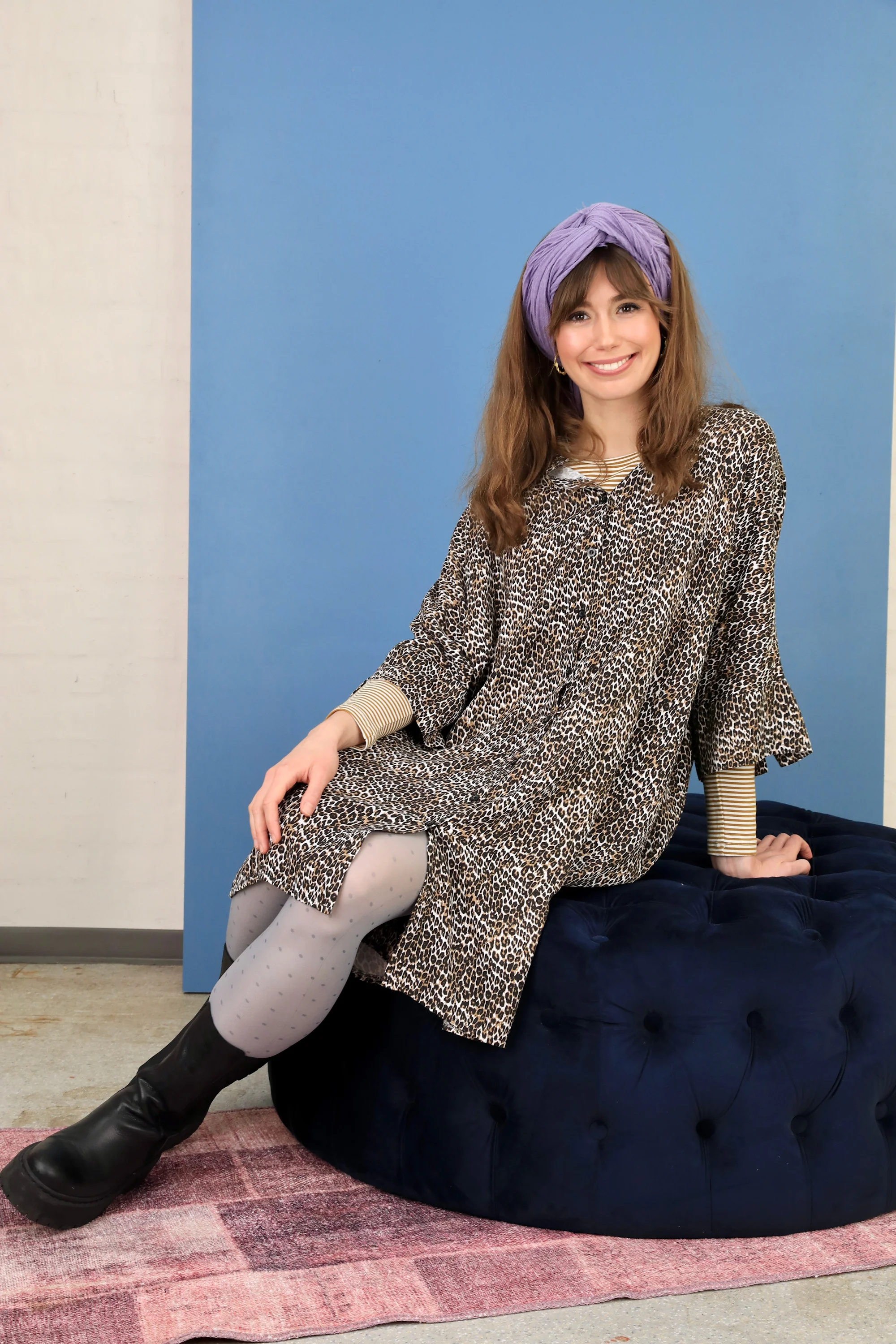 April Dot Tights | Grey Blue | Tights fra Black Colour - Image 2