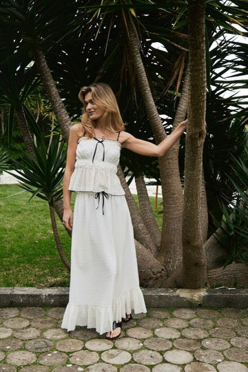 Ariella Crepe Skirt | Creme | Nederdel fra Neo Noir - Image 8