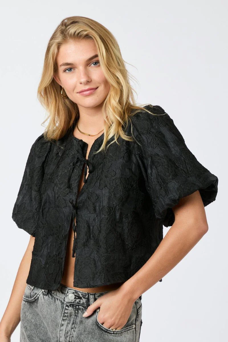 Aska Jacquard Blouse | Black | Bluse fra Neo Noir - Image 5