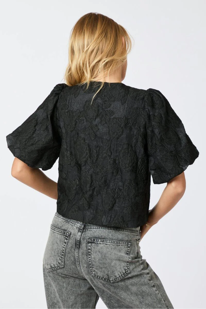 Aska Jacquard Blouse | Black | Bluse fra Neo Noir - Image 6