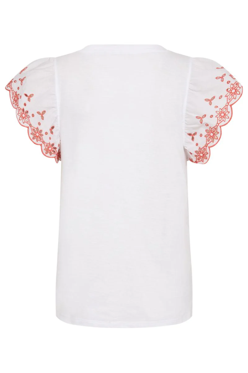 Azing Tee 205982 | Brilliant White W. Hot Coral | T-shirt fra Freequent - Image 2