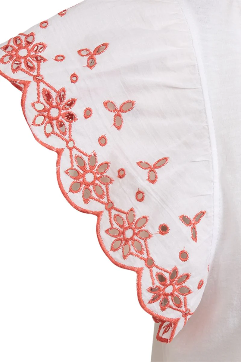 Azing Tee 205982 | Brilliant White W. Hot Coral | T-shirt fra Freequent - Image 3