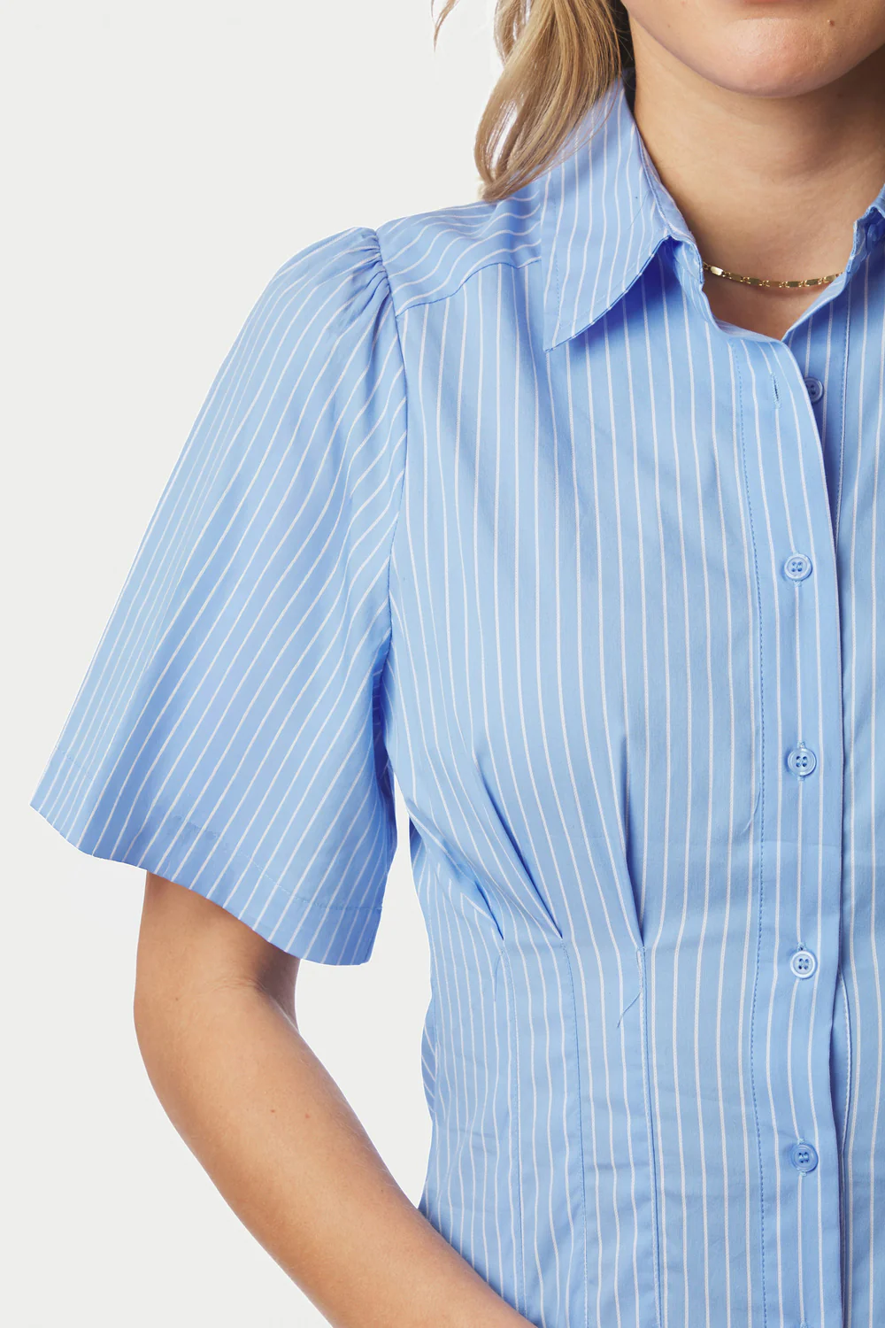 Baia Stripe Poplin Dress | Light Blue | Kjole fra Neo Noir - Image 5