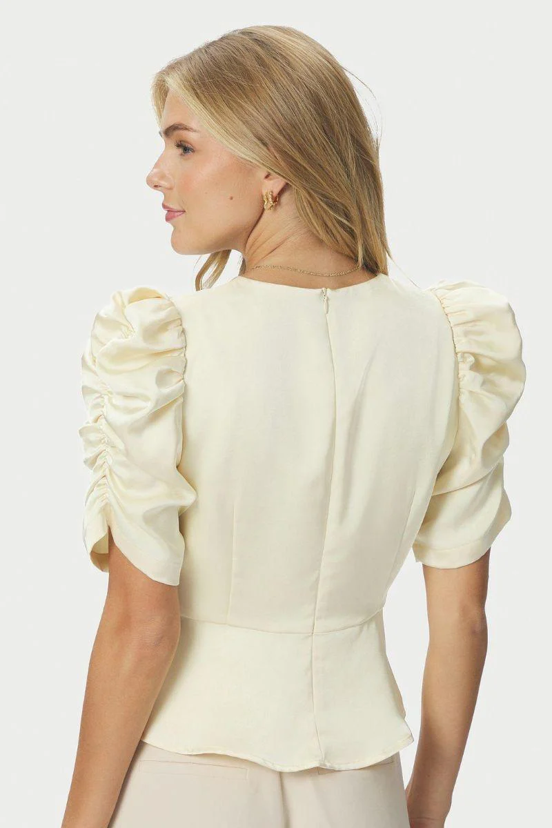 Benua Heavy Sateen Blouse | Light Yellow | Bluse fra Neo Noir - Image 7