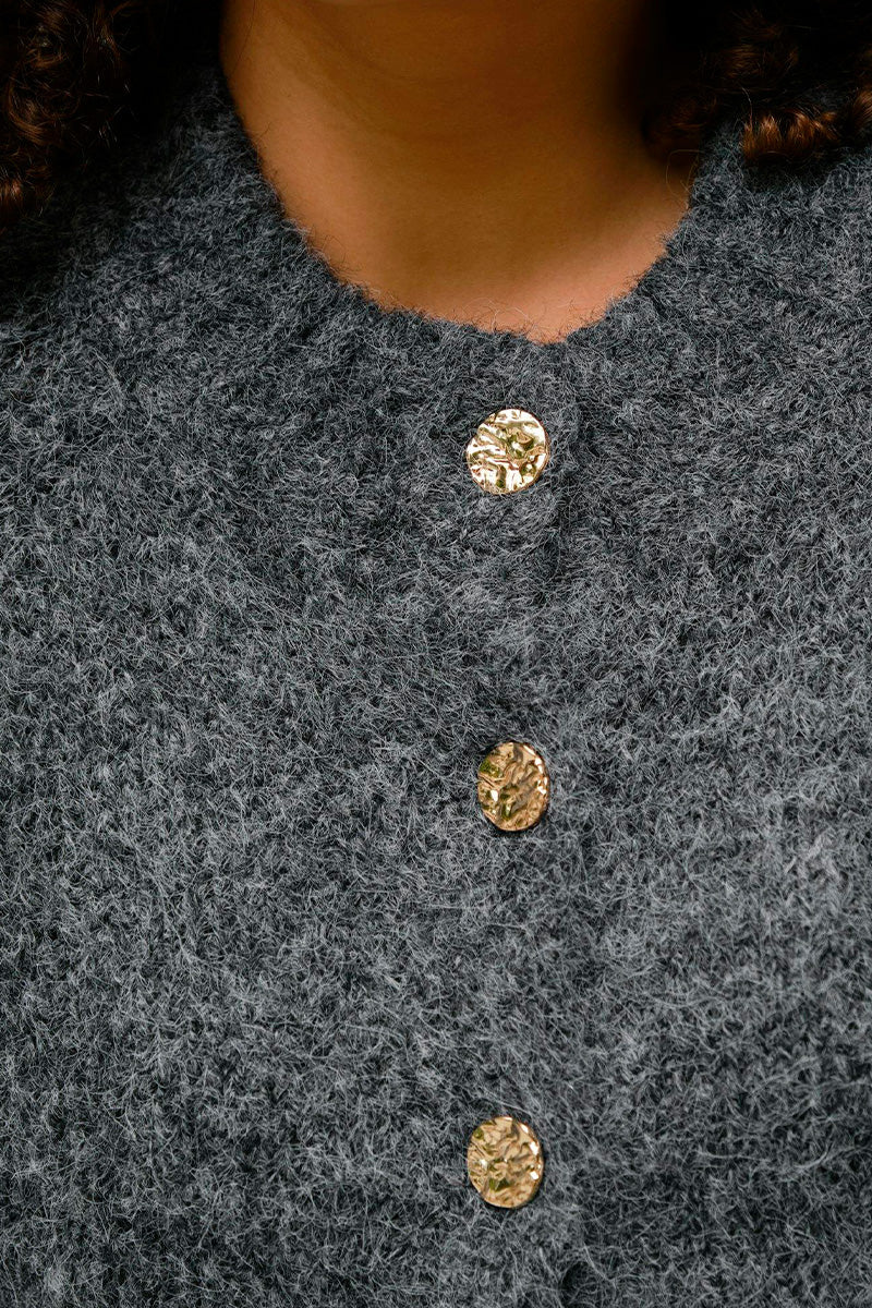 Benuta Fluffy Knit Cardigan | Antracit Melange | Strik fra Neo Noir - Image 3
