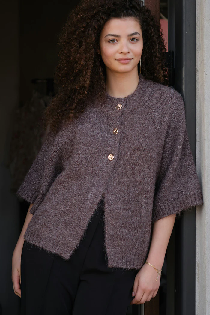 Benuta Fluffy Knit Cardigan | Light Brown | Strik fra Neo Noir - Image 3