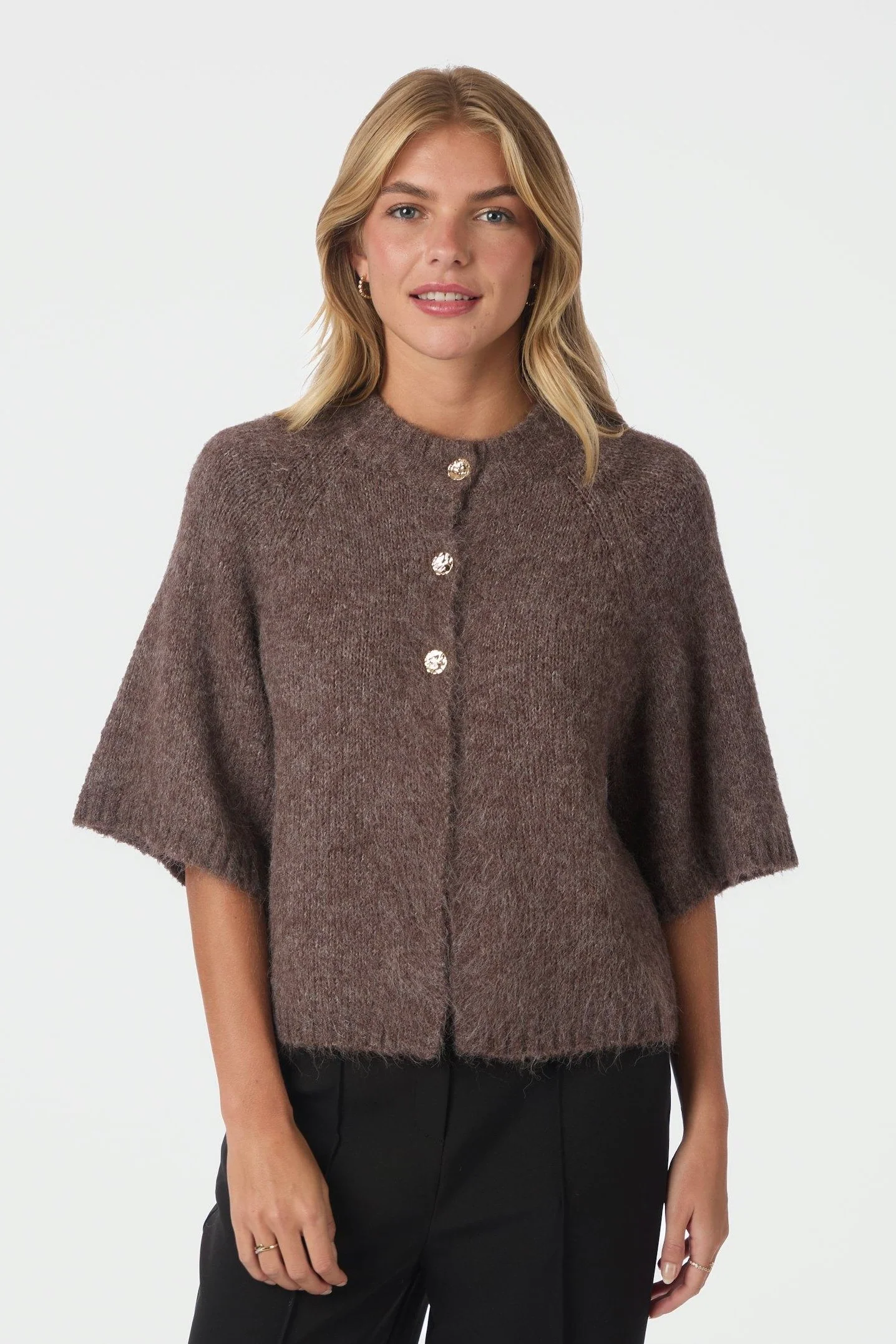 Benuta Fluffy Knit Cardigan | Light Brown | Strik fra Neo Noir - Image 5