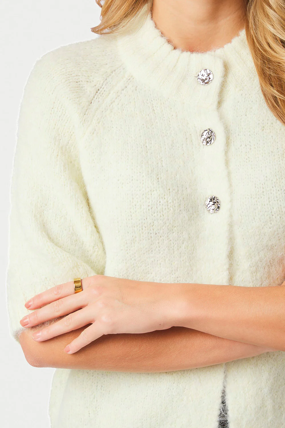 Benuta Fluffy Knit Cardigan | Light Yellow | Strik fra Neo Noir - Image 5