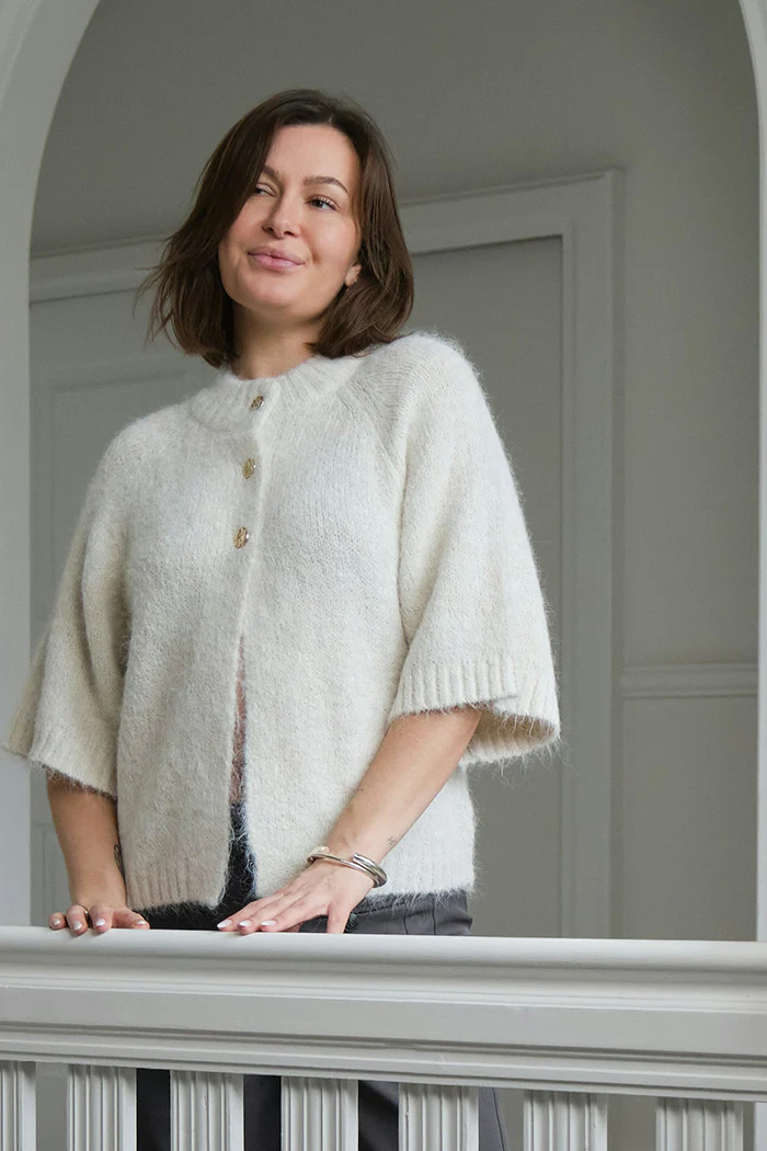 Benuta Fluffy Knit Cardigan | Off White | Strik fra Neo Noir