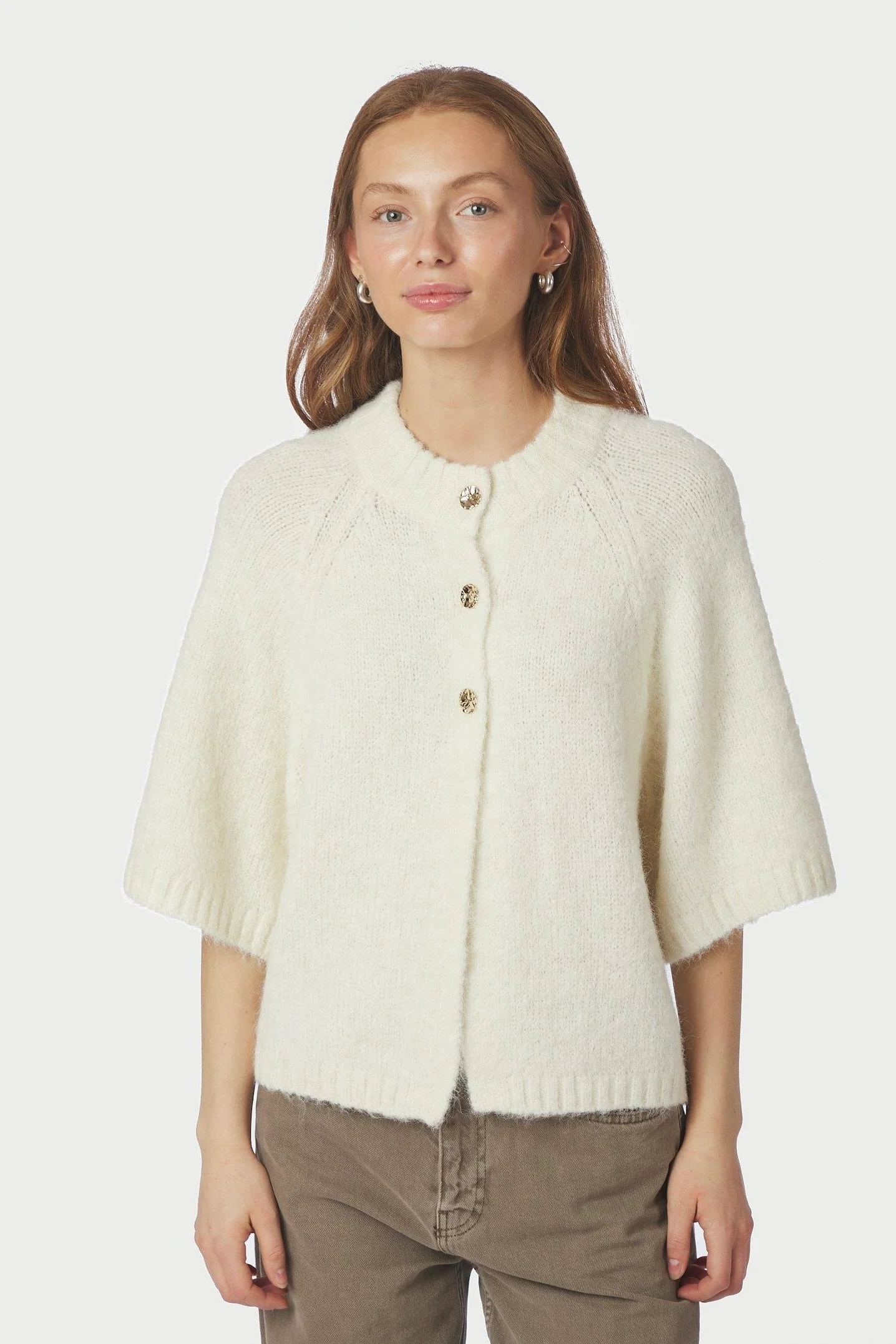 Benuta Fluffy Knit Cardigan | Off White | Strik fra Neo Noir - Image 4
